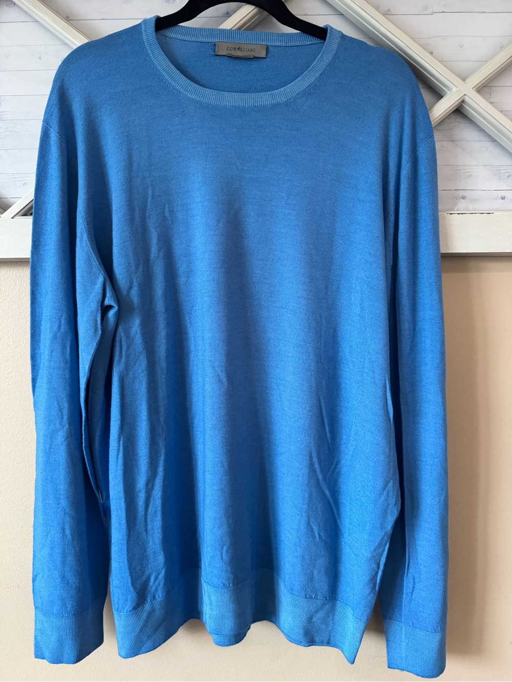 MENS CORNELIANI 100% VIRGIN WOOL ROUND NECK Blue PULLOVER SWEATER No Size Tag‎